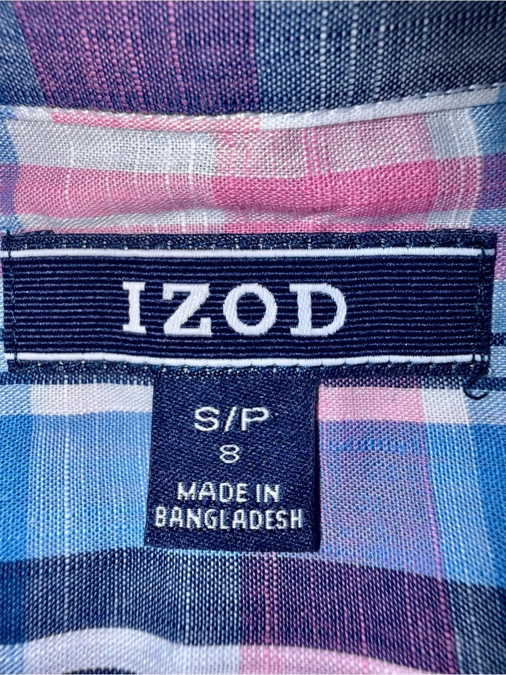 Izod Blue & Pink Plaid Long-Sleeve Button-Down Shirt